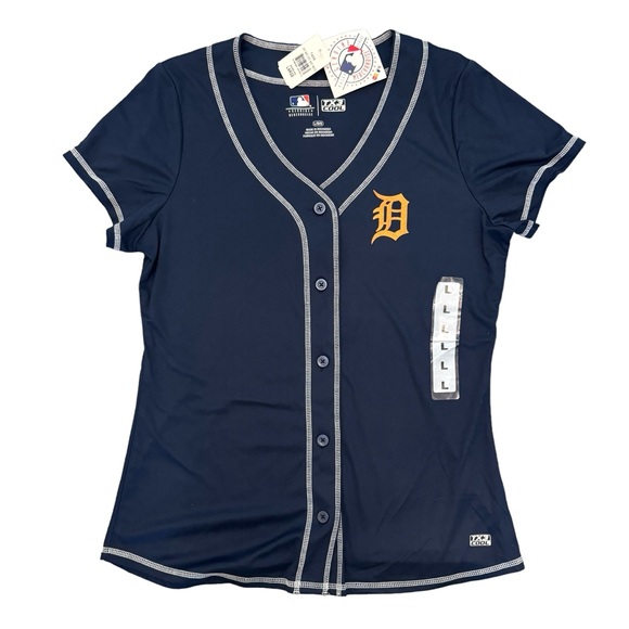 MLB Tops - MLB Genuine Merch TX3 Cool Detroit Tigers Women Short Sleeve Blue Jersey L NWT